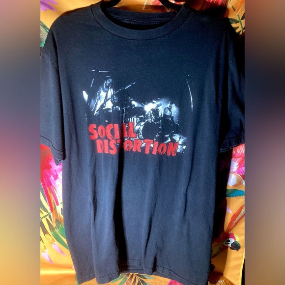 RARE Vintage Social Distortion | Young Mike Ness Black T-shirt Size L - Picture 4 of 10